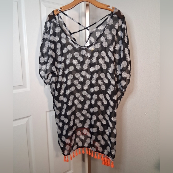 No Boundaries Tops - No Boundaries Pineapple Sheer Cover Up Top Blouse